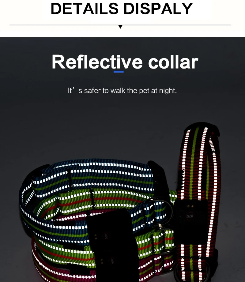 shock collar for small dogs Waterproof Nylon Pet Dog Collar LED USB Rechargeable Reflective Luminous Collar Perro Led Glowing Dog Light Night Safety Collars 3/8 wide dog collars	