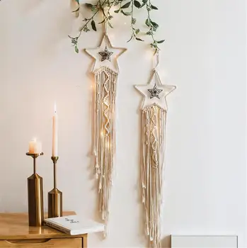 

Star Moon Bohemian Dream Catchers Macrame Wall Hanging Handmade Cotton Dream Catchers Woven Tapestry Wall Art Present Gifts