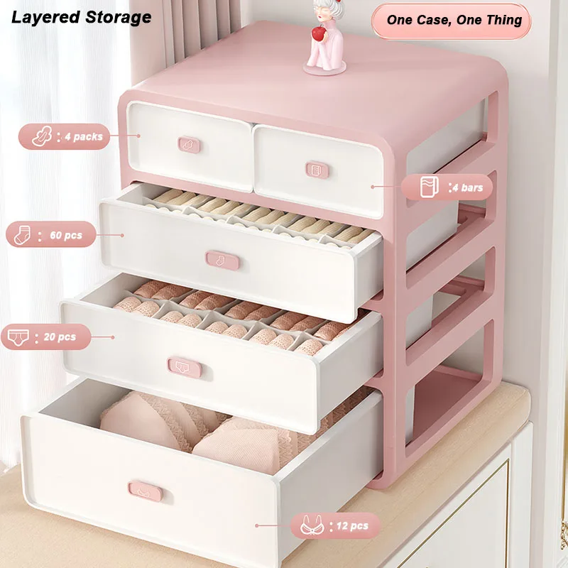 

2/3/4 Layer Drawer Type Underwear Storage Box Panties Socks Storage Artifact Wardrobe Divider For Bras Scarves Ties Socks Boxes