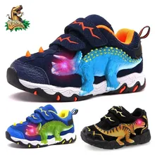 Dinoskulls/Обувь для мальчиков 3-8 лет; Светящиеся кроссовки с динозавром и подсветкой; Сезон весна-осень; Модная детская спортивная обувь из воловьей кожи для бега Dinoskulls/Обувь для мальчиков 3-8 лет; Светящиеся кроссовки с динозавром и подсветкой; Сезон весна-осень; Модная детская спортивная обувь из воловьей кожи для бега