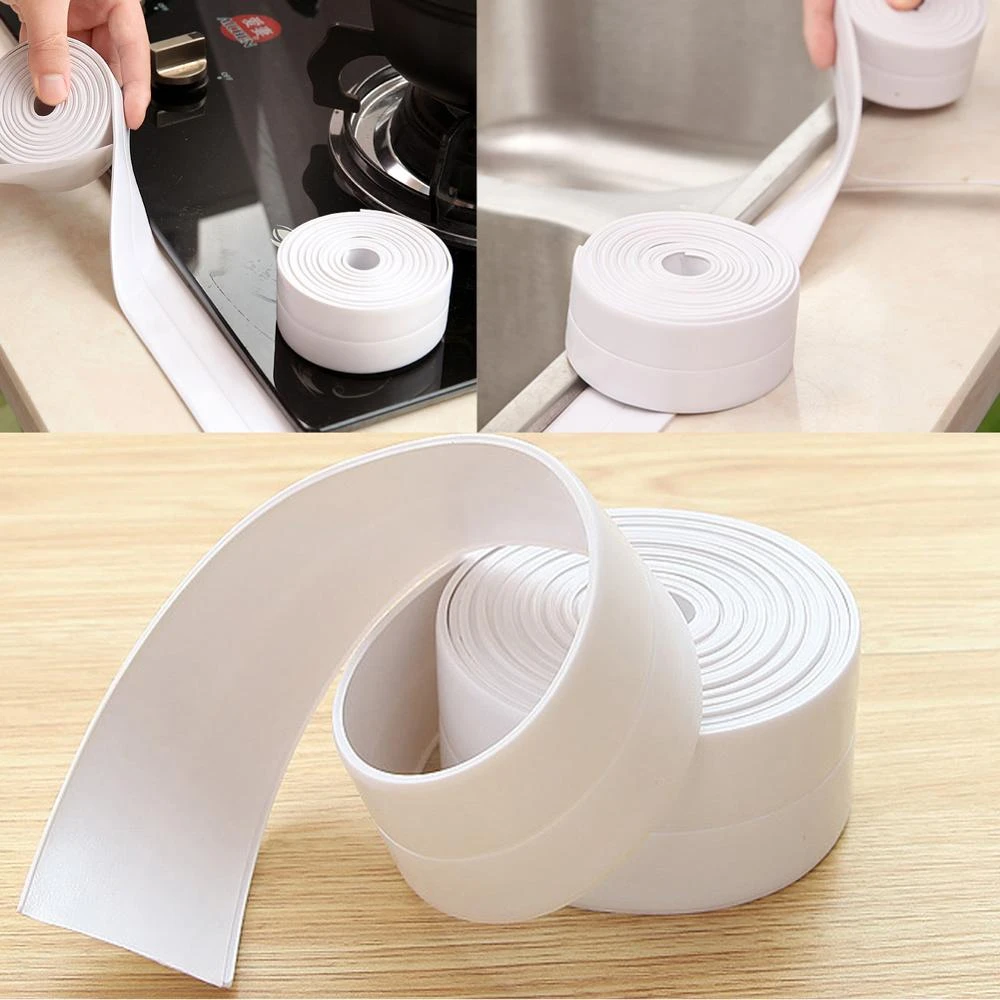Wall Sealing Strip Self-Adhesive Tape Caulk Tool For Kitchen Bathroom Waterproof