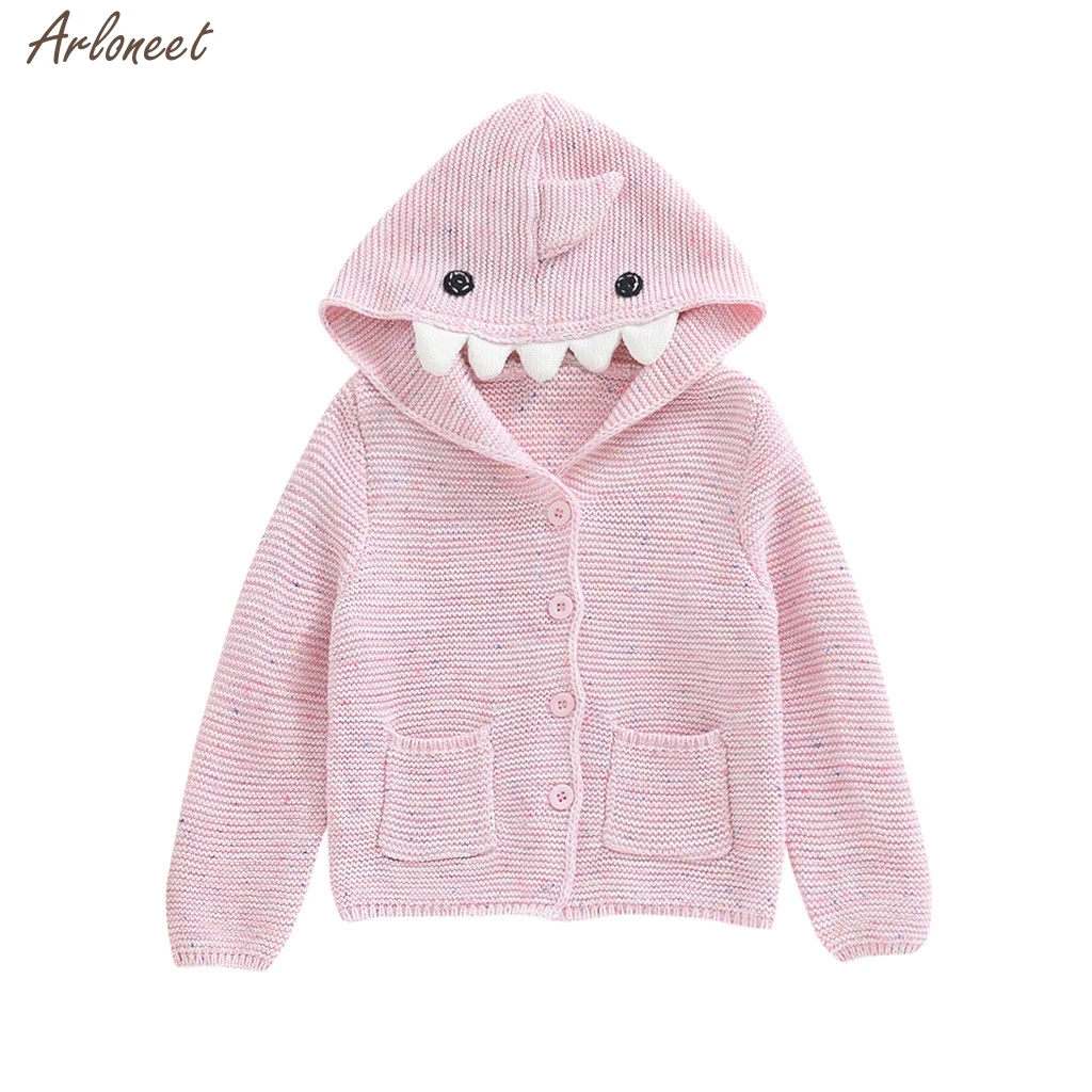 Pink Младенческой Девочки для мальчиков мультфильм Динозавр свитер пальто Зимние теплые наряды одежда куртка пальто для мальчиков Мода - Цвет: Pink