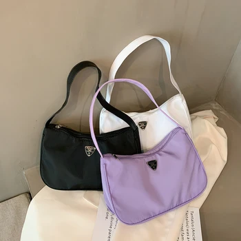 

Fashion Women Nylon Totes Shoulder Bag Simple Female Small Shoulder Bag Casual Vintage Solid Color Underarm Bag