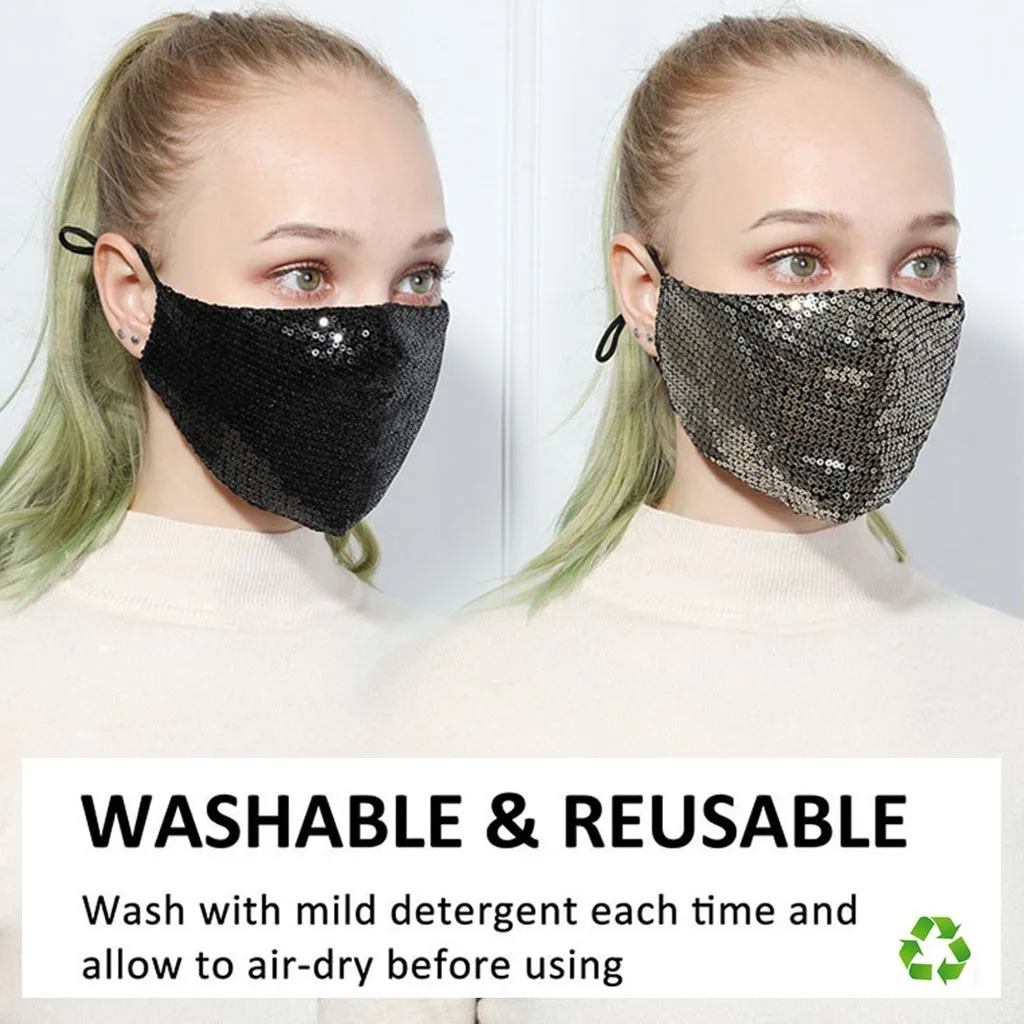 2pc Pm2.5 Outdoor Washable Reuse Face facemask Sequins Protection facemask face maskswashable and reusable maske Dropshipping