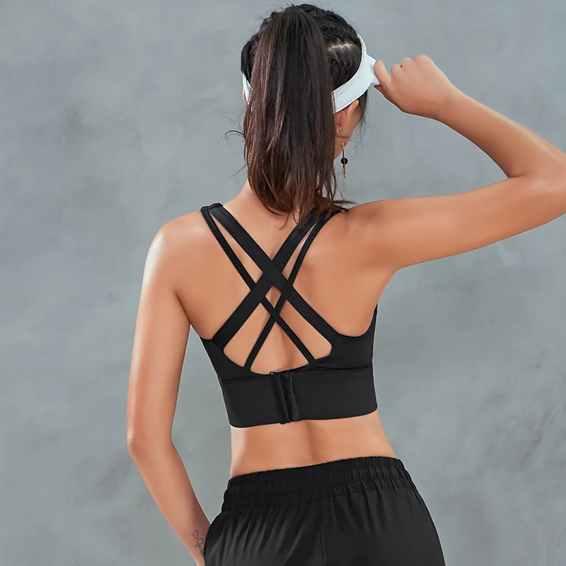 Tanie Damski biustonosz sportowy push up duży wpływ dla fitness siłownia trening odzież sportowa do biegania top do jogi kamizelka sportowa S M L XL