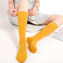 1 пара, женские носки, Осень-зима, модные длинные носки, консервативный стиль, гольфы, одноцветные, высокие, эластичные