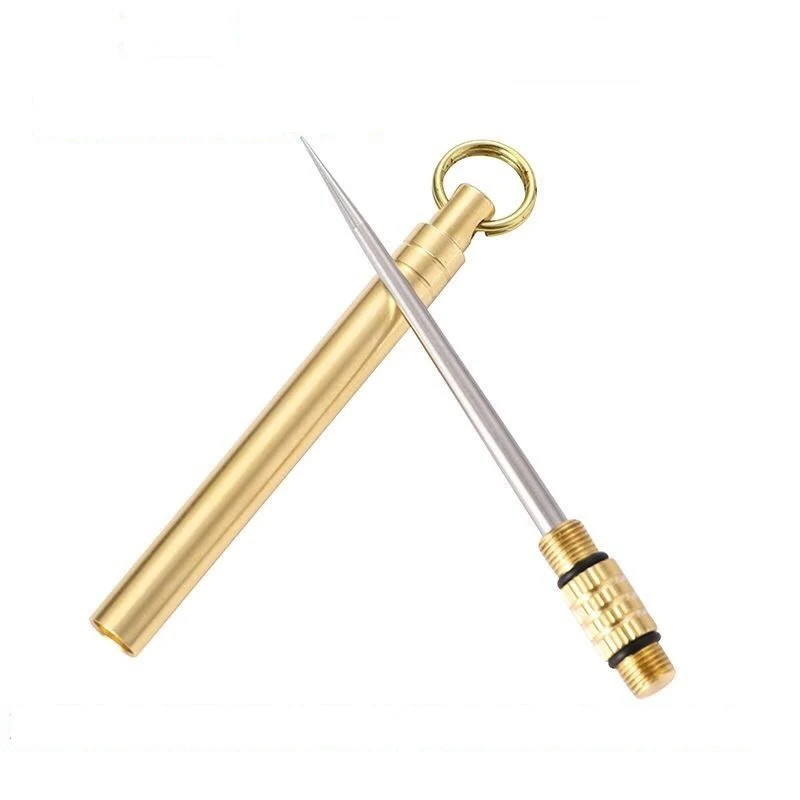 Titanium Outdoor Edc Portable Multifunctional Toothpick Fruit Fork Camping Tool Gold Toothpick Tube Stronger Than Dental Floss ► Photo 3/6