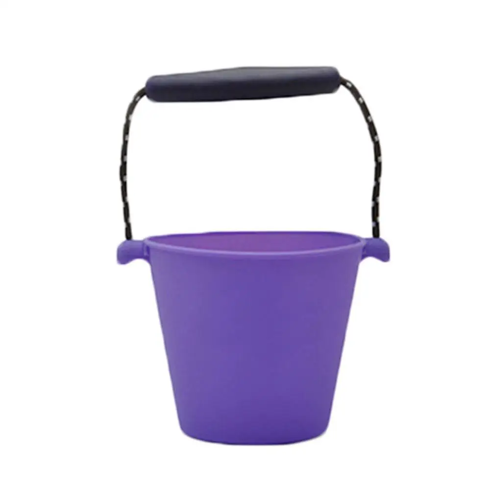Children bath toys beach bucket silicone folding hand bucket children baby beach sand play water pour toy color bucket - Цвет: Фиолетовый