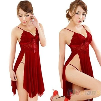 

Female See Through Sleepwear Nightdress Porno Sexy Lingerie Women Nightwear Straps Nightgown Mini Lace Sleep Dress