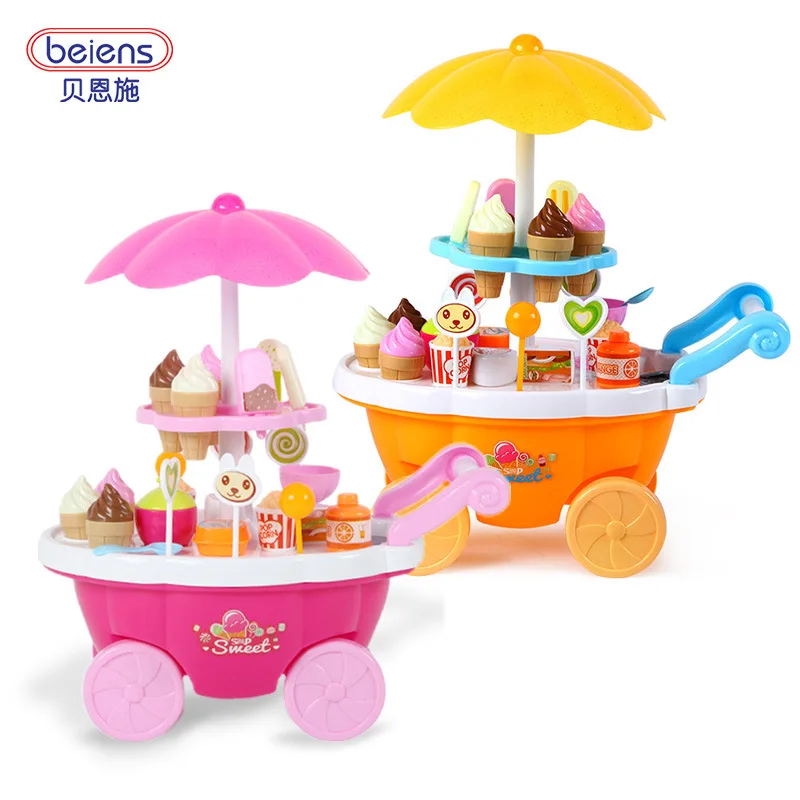 Подлинный продукт Beiens игровой дом кухня игрушка мини мороженое конфеты автомобиль модель тележки светильник в комплекте музыка светильник