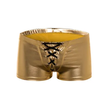 

KANCOOLD Underwear Men's Shiny Leather men panties Shorts Boxer Pants Lingerie men's underwear boxer