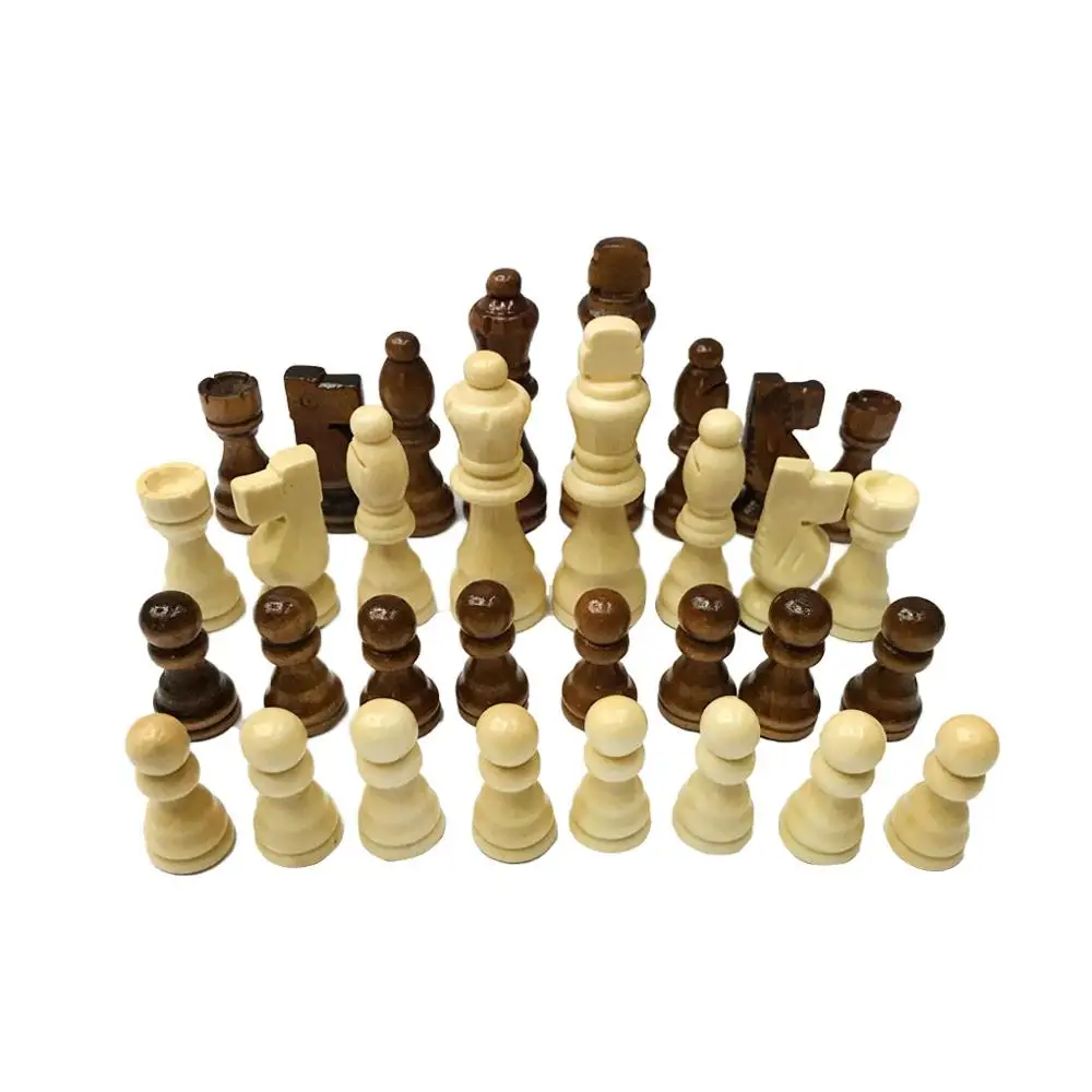 Wooden Chess Set 7.7cm King 32 Chess Pieces Figures Pawns Adults Children Tournament Game Toy Leisure Toy Multiple Types