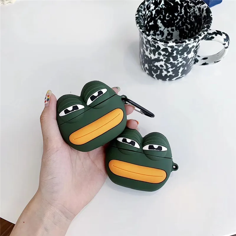 

For AirPod 2 Case 3D Sad Frog Cartoon Soft Silicone Wireless Earphone Cases For Apple Airpods Case Cute Cover Funda