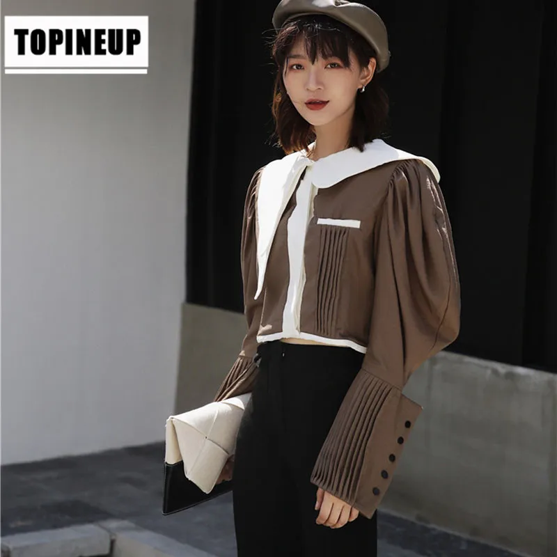 

Lantern Sleeve Blouse Casual Loose Shirts Tunic Tops blusas mujer de moda women clothes