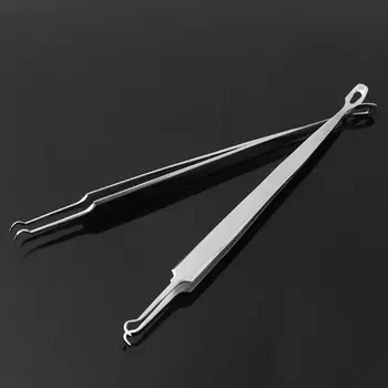 

Stainless Steel Double-End Curved Blackhead Remover Tweezers Acne Extractor Clip 667D