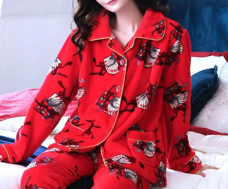 StyleU H5785 женские пижамы, пижамы, уплотненная фланель Коралловая Пижама для мамы, женская простая зимняя Домашняя одежда с длинными рукавами - Цвет: StyleU