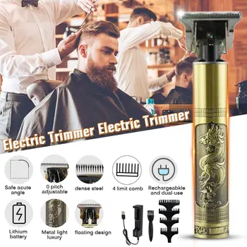 

Cordless Close-cutting Digital Hair Trimmer Rechargeable Electric men Hair Clipper barbershop 0mm t-blade baldheaded outliner