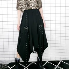 TVVOVVIN, Новое поступление, асимметричные женские юбки, эластичная талия, лента, подиум, дизайн, панк, Харадзюку, асимметричная черная повседневная юбка, R088