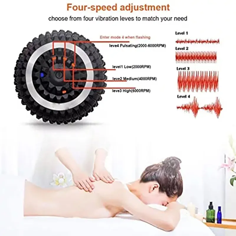 Vibrating Massage Ball 4-Speed USB Rechargeable Massage Roller Hot Electric Ball Training Yoga Fitness Foam Roller