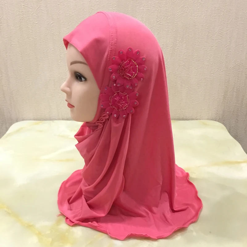 H1404 красивый хиджаб детский с 2 цветами исламский шарф хиджаб маленькие шляпы