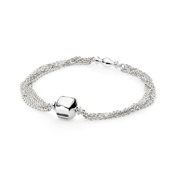 

New 925 Sterling Silver Multi-Strand One Clip Station Bracelets & Bangles Fit European Charm Beads For Women Gift Diy Jewelry