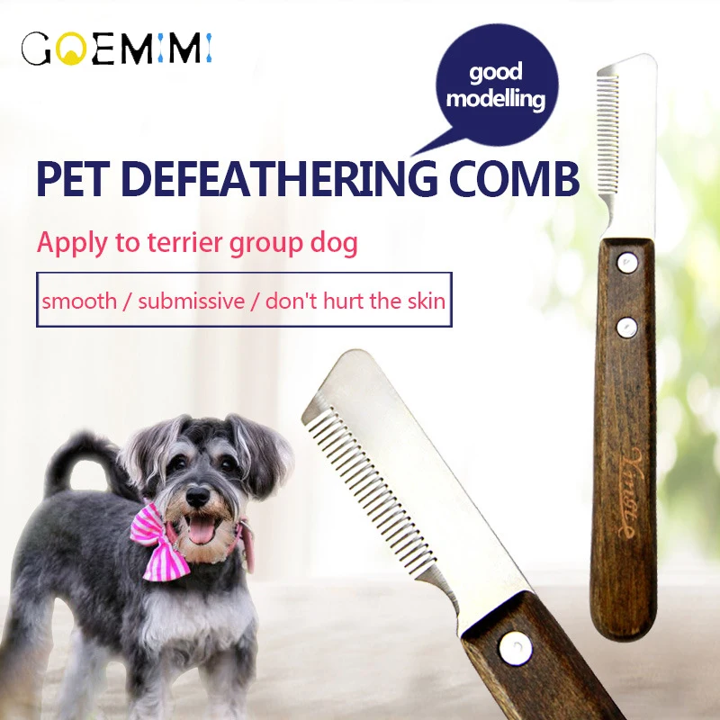 Cuchillo de extracción de pelo para perros, Material de nogal, herramientas de aseo específico para perros, suministros para mascotas, peine de afeitar, accesorios para perros