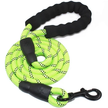 

5 Ft Strong Dog Leash Comfortable Padded Handle Highly Reflective Threads Medium Large Dogs Green