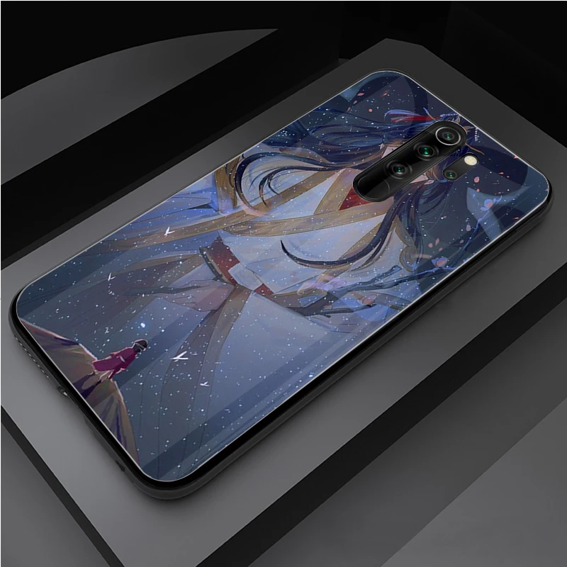 best phone cases for xiaomi Tian Guan Ci Fu black Tempered Glass Phone Case For Redmi Note 5 6 7 8 9 Pro Note8T Note9S Redmi8 9 Cover Shell xiaomi leather case cover Cases For Xiaomi