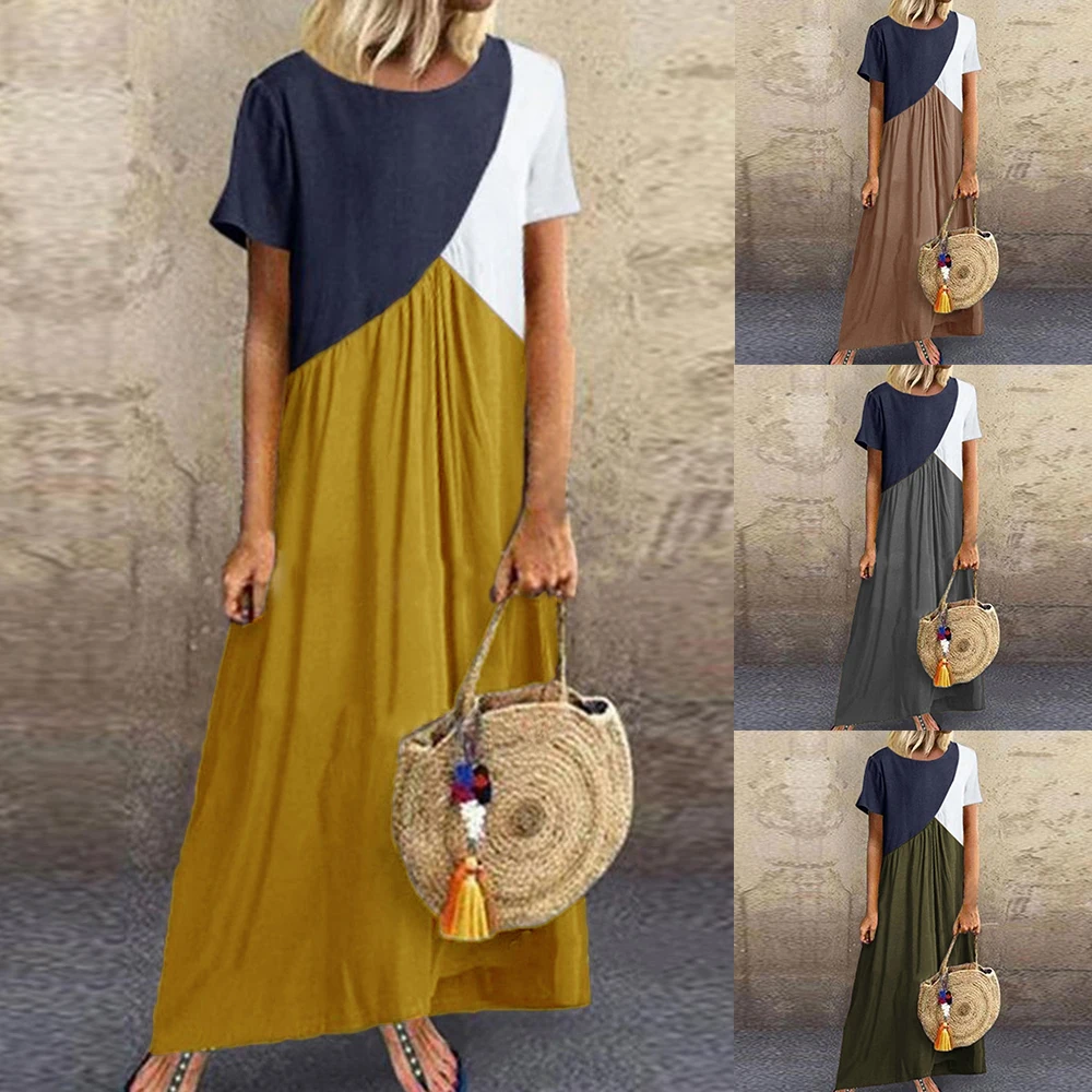 LASPERAL, новинка, женское платье с круглым вырезом, Vestidos, летнее, больше размера, d размера плюс, 5XL, лоскутное изделие, цветные платья, повседневные, подарок, женская повседневная одежда