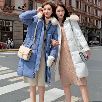 

Solid Outdoor Down Jacket Women Zipper Mid-Long Down Coat Winter Thermal Warm Cotton Clothing Thicken Windproof Down Jacket