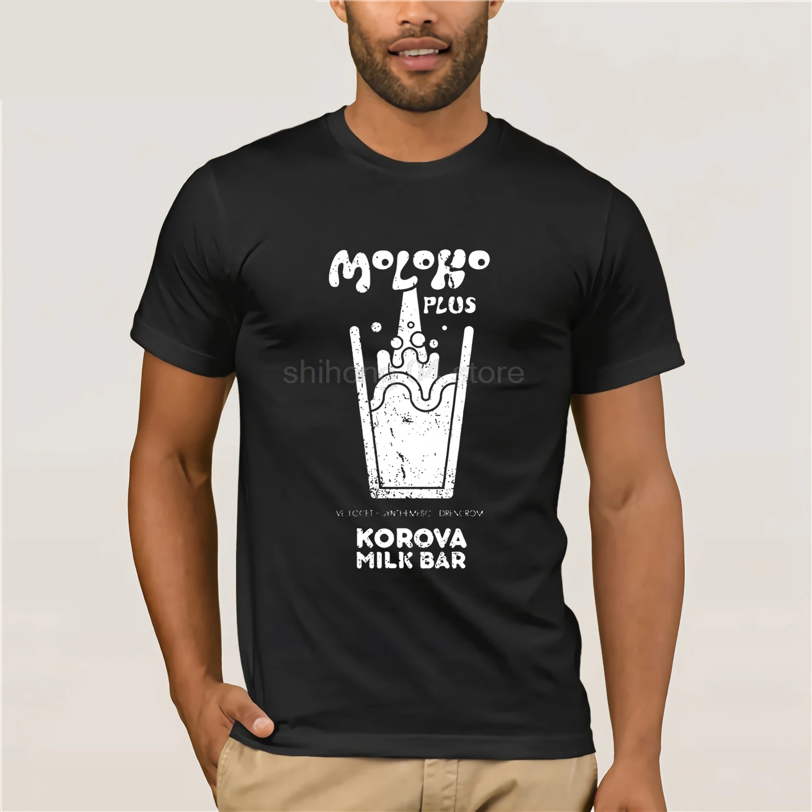 Clockwork Orange T Shirt Moloko Plus A t-shirt Fashion Cute Tee short-sleeve 100 Cotton Man Print Tshirt | Мужская одежда