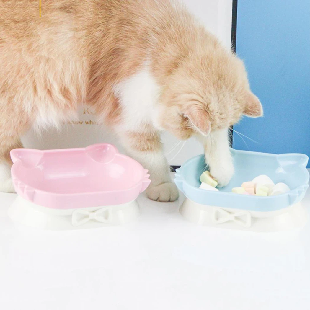 Creative 2 In 1 Pet Food Bowls Multifunction Creative Cat Face Decor Pet Water Food Bowl For Cat Dog Pet Feeding Supplies