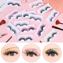 

With sequins Faux Mink Handmade Dramatic Decoration Eye Dress up Eye Lashes Set False Eyelashes Colored Lashes