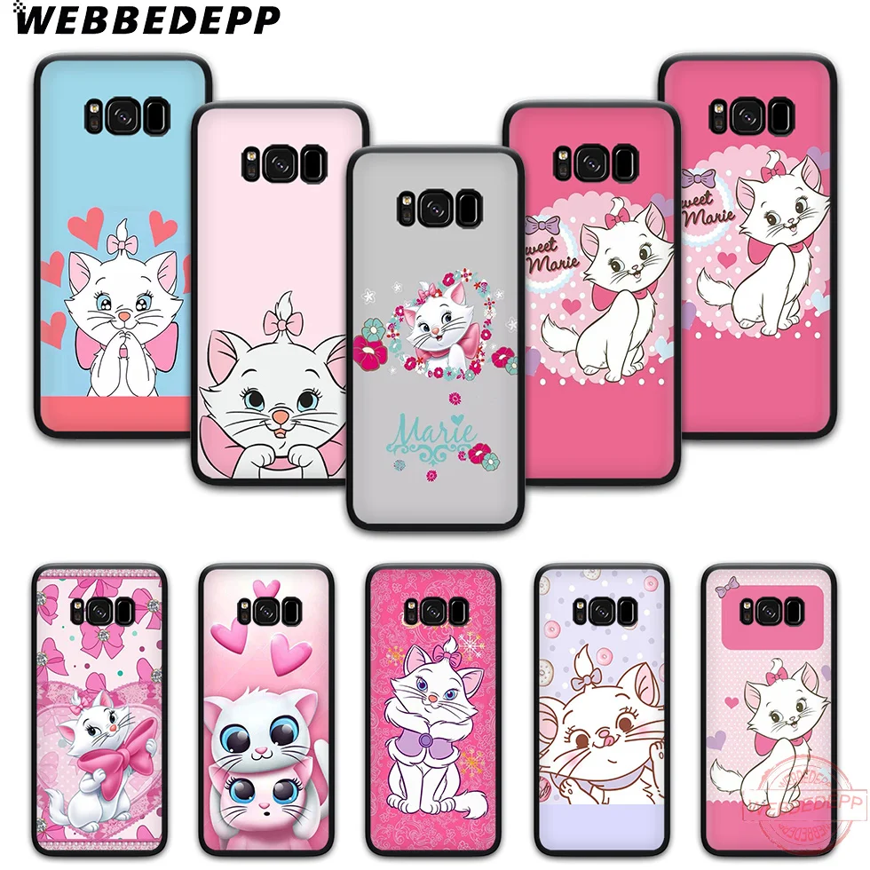 WEBBEDEPP Pink Cartoon Mary Cat Soft Phone Case for Samsung S6 S7 Edge S8 S9 S10 Plus J4 J6 J7 J8 Note8 9 10 |