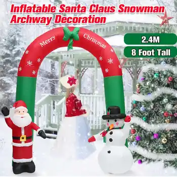 

2.4m High Christmas Inflatable Santa Claus Snowman Inflatable Archway W/Blower for Garden Christmas Ornaments Xmas New Year