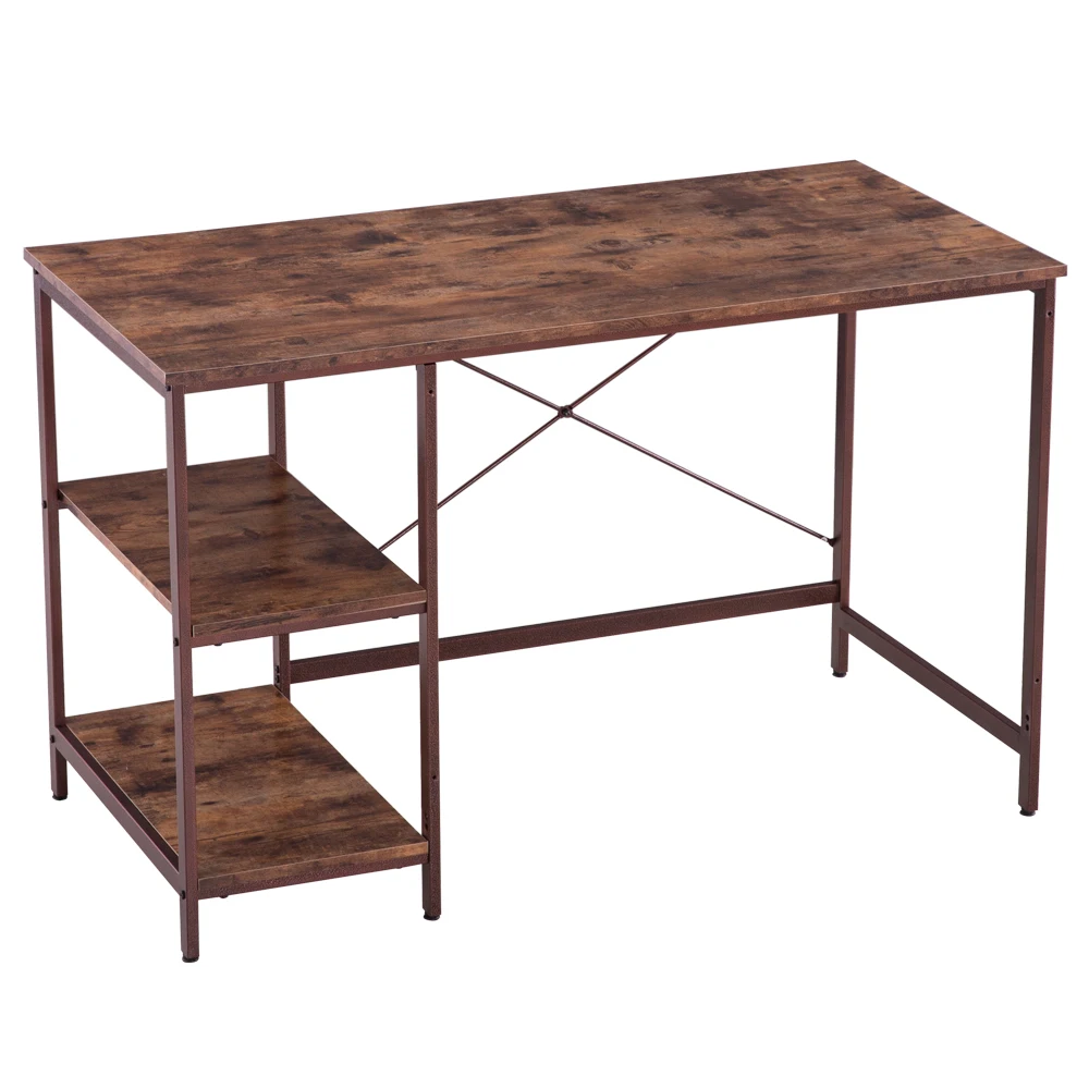 

Desk Side Table Industrial Style Three Layers Table Black Walnut Color (120 x 60 x 75cm)