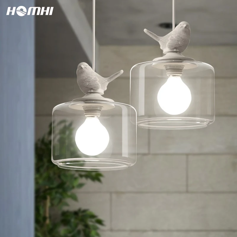 Bird lamp Hanglamp candiles de cristal Moder Pendant lighting for Kitchen island children's lamp room glass bar white creative