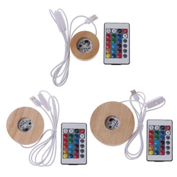 Resin Art Display Wood LED Adjustable Display Base 12 Colors RGB LED Base Vase Light with Remote Control DIY Night Light