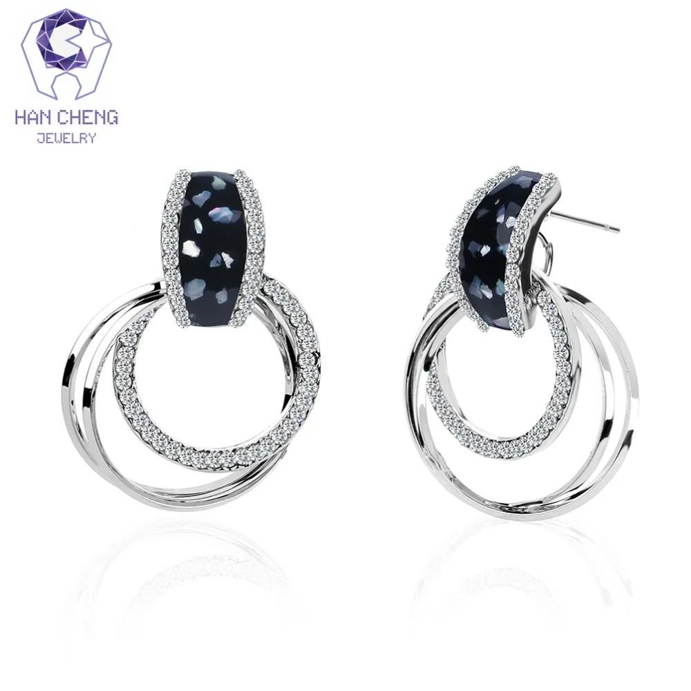HanCheng новые модные классические круглые висячие серьги подвески стразы Женские