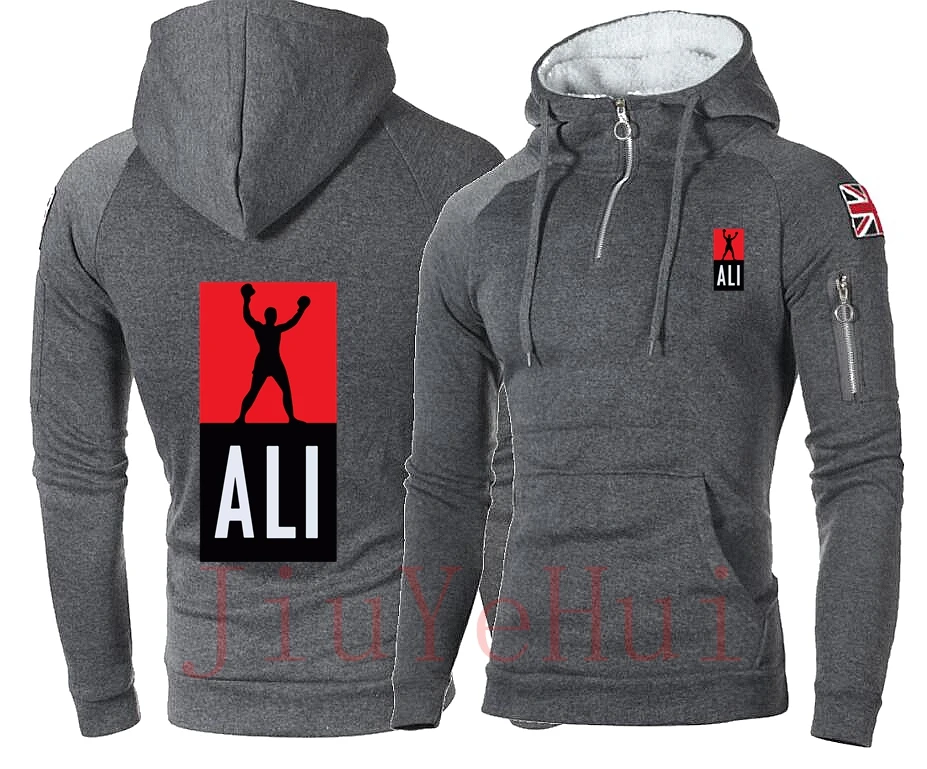 Ali Sudadera con capucha con cremallera para hombre, ropa de calle masculina, chaqueta de Fitness, MMA, UFCS, cálida|Sudaderas capucha y sudaderas| - AliExpress