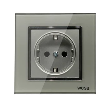 

2019 New design Decorative wall socket Grey Tempered glass frame FB-08