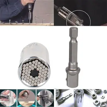 

Brand New And High Quality 2 Pcs 7-19mm Gator Grip Universal Socket Wrench w/ Power Drill Adapter Tool
