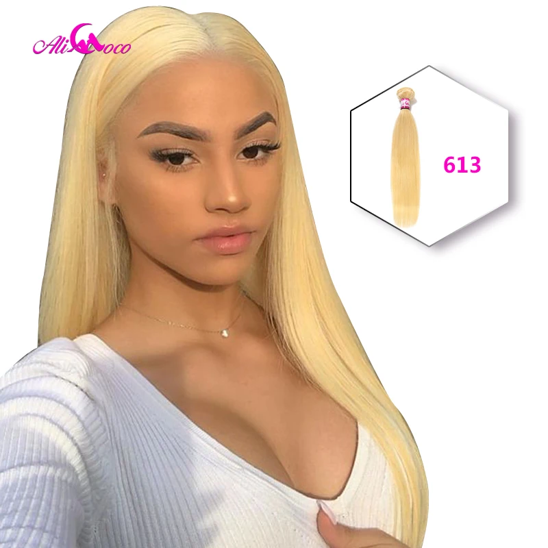 Baratos Cabello liso peruano Ali Coco 8 30 pulgadas 1 3 4 mechones de cabello Natural #2 #4 #613 mechones de cabello humano extensiones de cabello no Remy