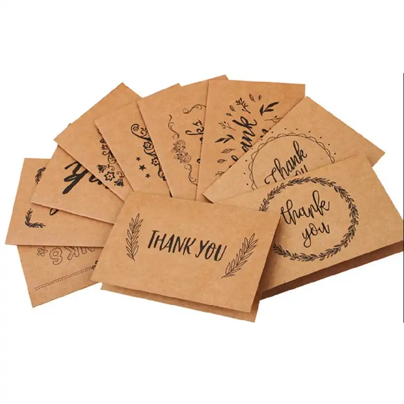 tarjetas de agradecimiento con pegatinas y sobres VICSPORT 36 tarjetas de agradecimiento de papel kraft