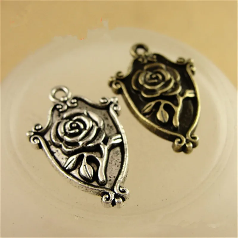 

60 шт./лот, модные шармы для цветочных лент размером 16*24 мм, защитные Подвески с розами для ювелирных изделий ручной работы