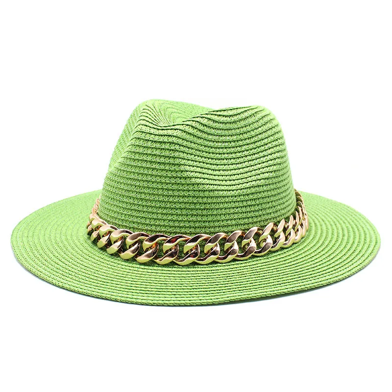Sun hat straw hat grass green donut chain accessories beach style ladies straw fedora unisex панама