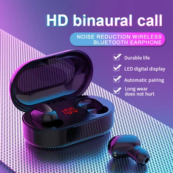 

L21 True HiFi Wireless Bluetooth 5.0 Earphones LED Display TWS Mini Sports Headset 9D Stereo Handsfree With Mic Charging Box L22