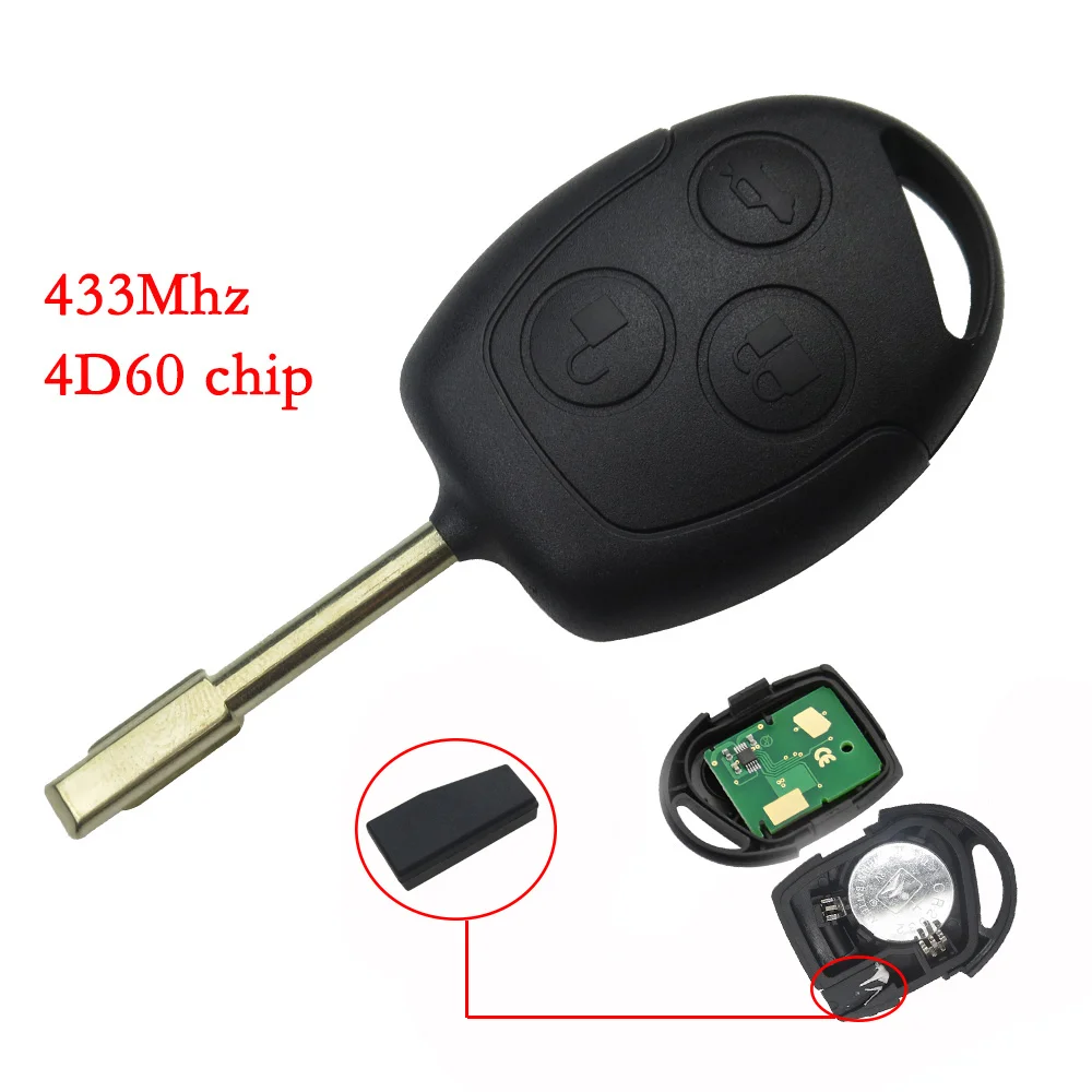 OkeyTech 3 кнопки авто Замена дистанционный брелок 433 МГц 4D60 чип для Ford Mondeo Focus Transit