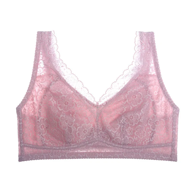 Сексуальное нижнее белье, кружевной бюстгальтер пуш-ап, лифчик большого размера, комфортный бюстгальтер, плюс размер, полная чашка, беспроводной бюстгальтер, бюстгальтеры для девочек, женское нижнее белье - Цвет: Лаванда