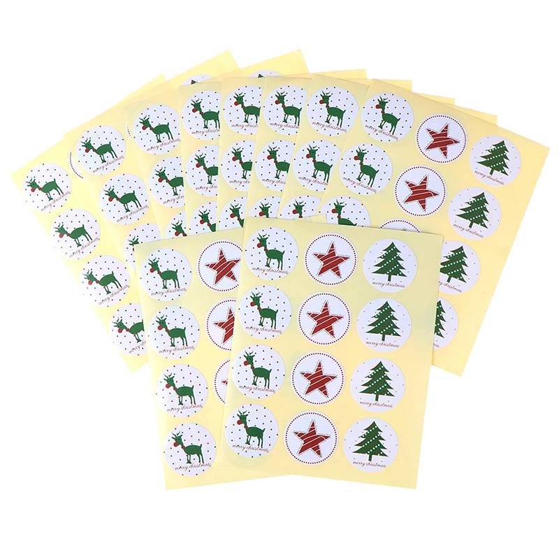 2020 Merry Christmas Stationery Stickers Hot sale 120pcs/10 Sheet Elk Tree Deer Star Design Paper Label Baking Gift Sticker | Канцтовары